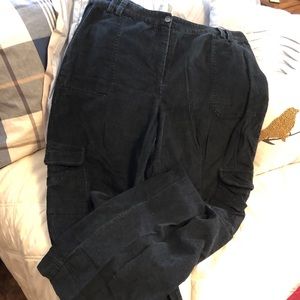 J. Jill black corduroy cargo pants, size 12.